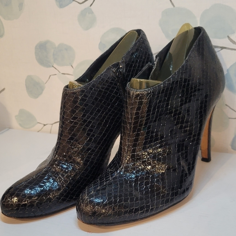 LK Bennett Black Snakeskin Ankle Boots